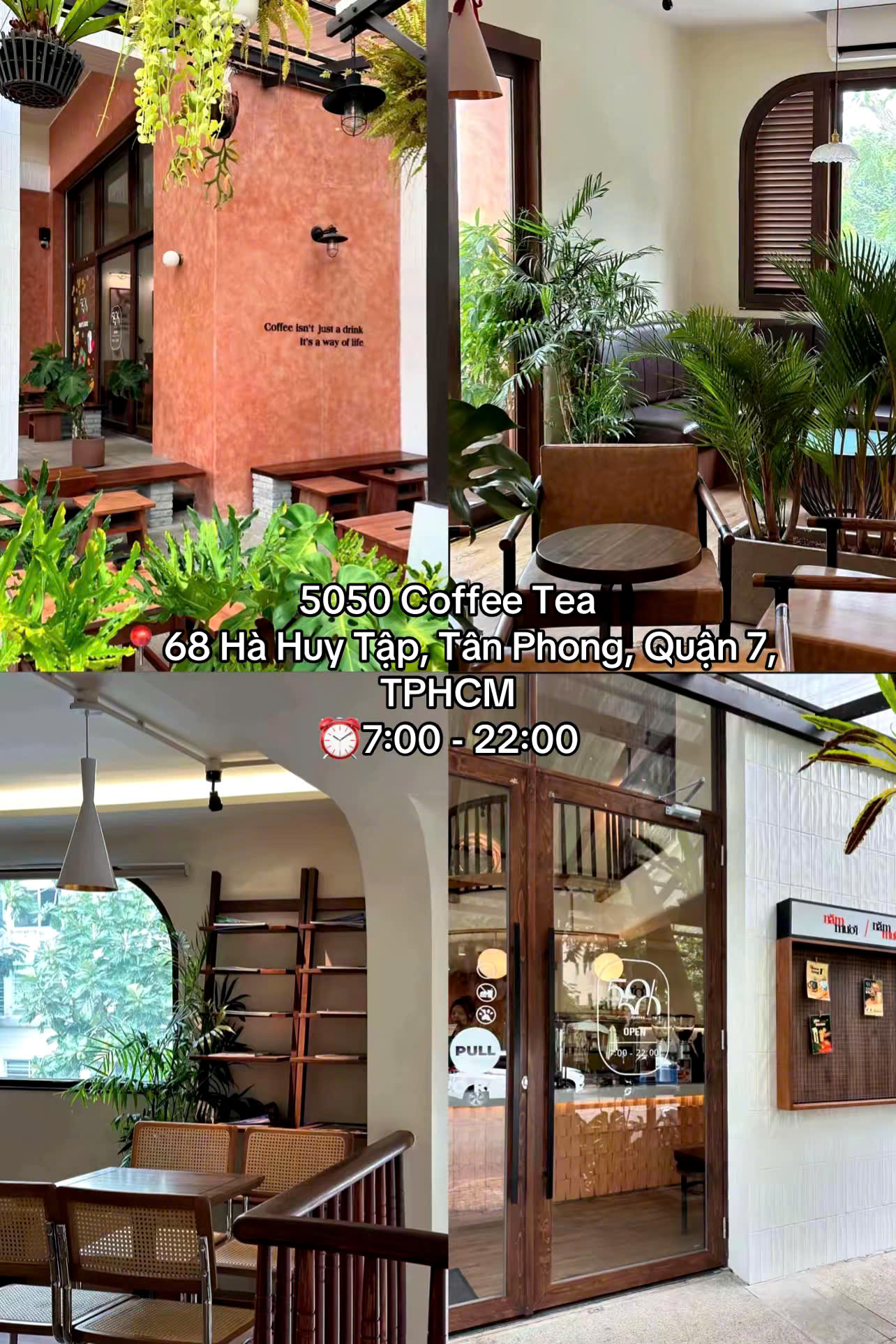Không gian 5050 Coffee Tea kết hợp ánh sáng tự nhiên, lý tưởng để chụp ảnh