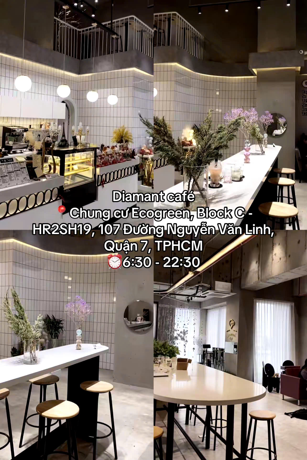 Khung cảnh Diamant Cafe Quận 7 lung linh ánh đèn