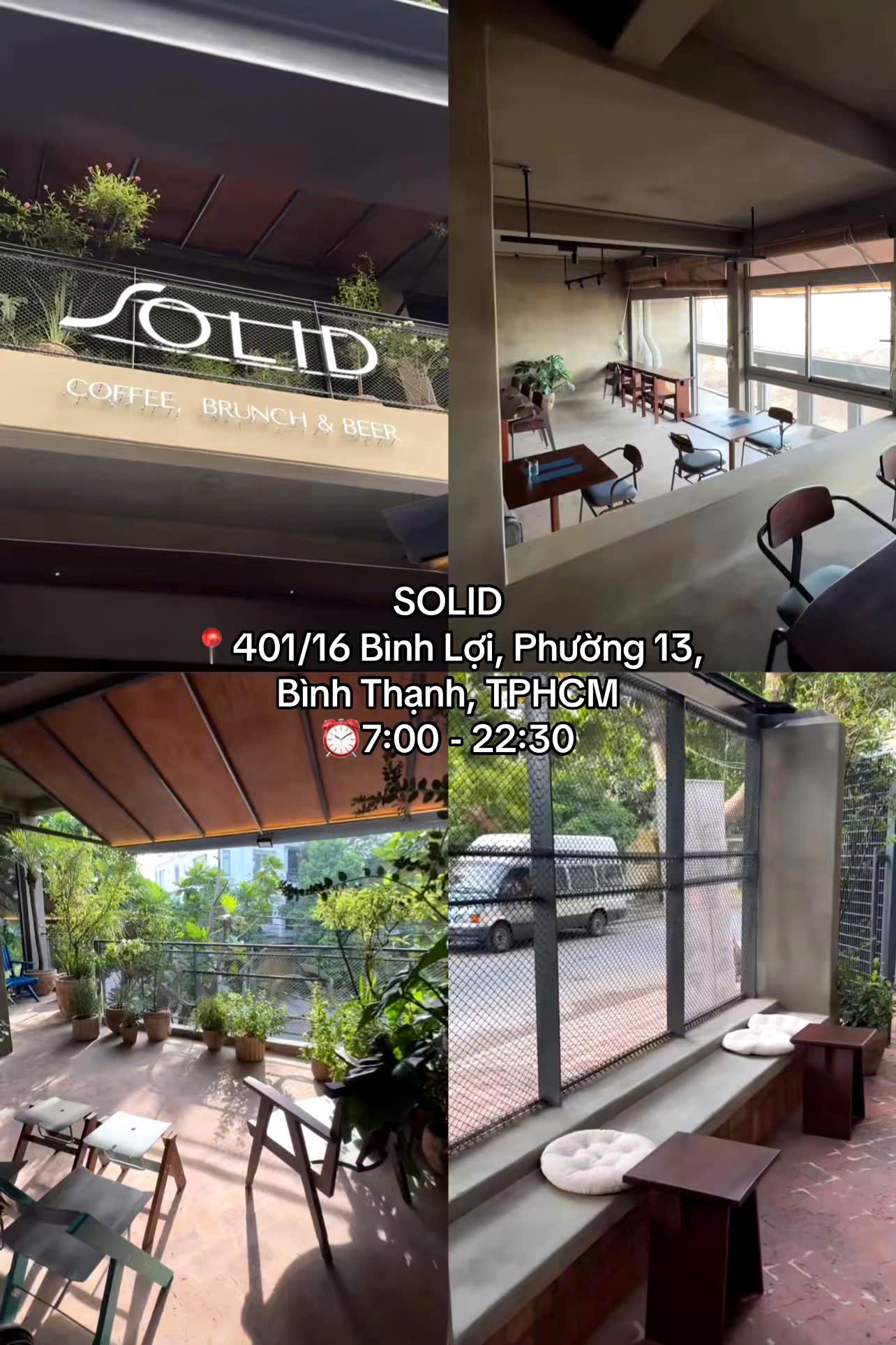Góc Solid Coffee hiện đại với tông màu trung tính, ánh sáng tự nhiên và không gian thoáng đãng, mang lại cảm giác thư giãn và tinh tế