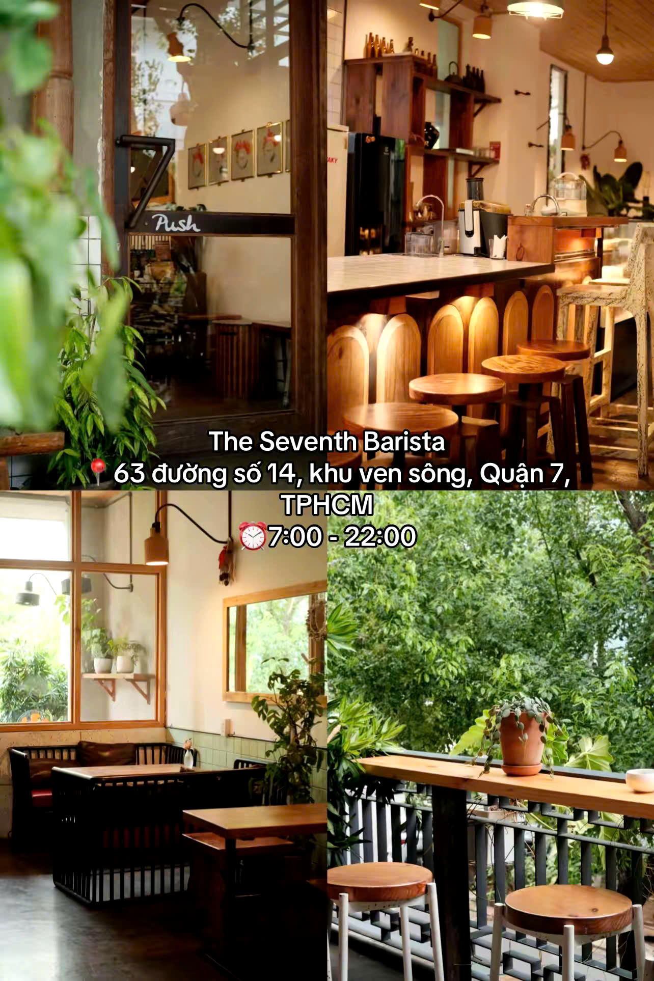 Khu vực bàn ghế thoải mái tại The Seventh Barista Quận 7