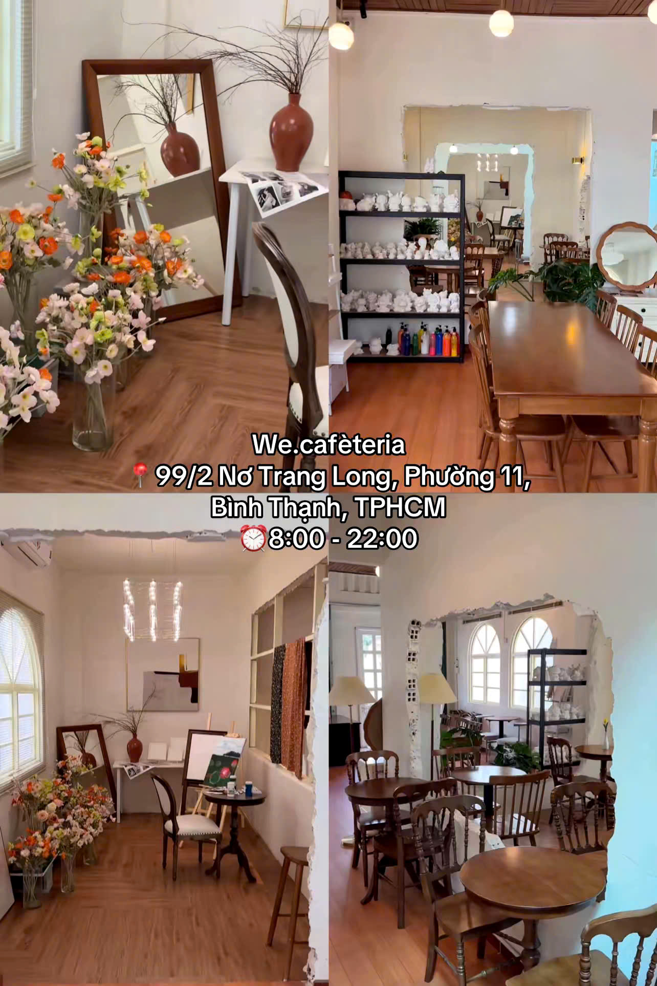 Một góc We.Cafeteria với ánh sáng tự nhiên chan hòa, decor tối giản kết hợp gỗ và cây xanh, mang đến không gian thư giãn, nhẹ nhàng và đầy cảm hứng
