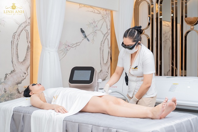 Công nghệ Diode Laser tại Linh Anh tác động trực tiếp vào nang lông, giảm cảm giác nóng rát.