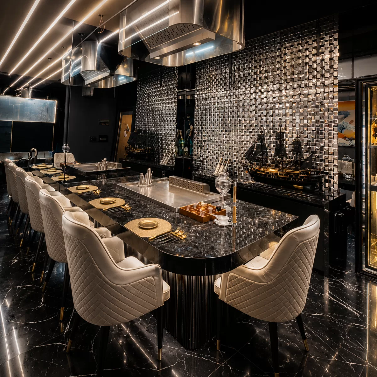 Phòng Teppanyaki riêng tại The Gu, phù hợp tiếp khách và họp mặt